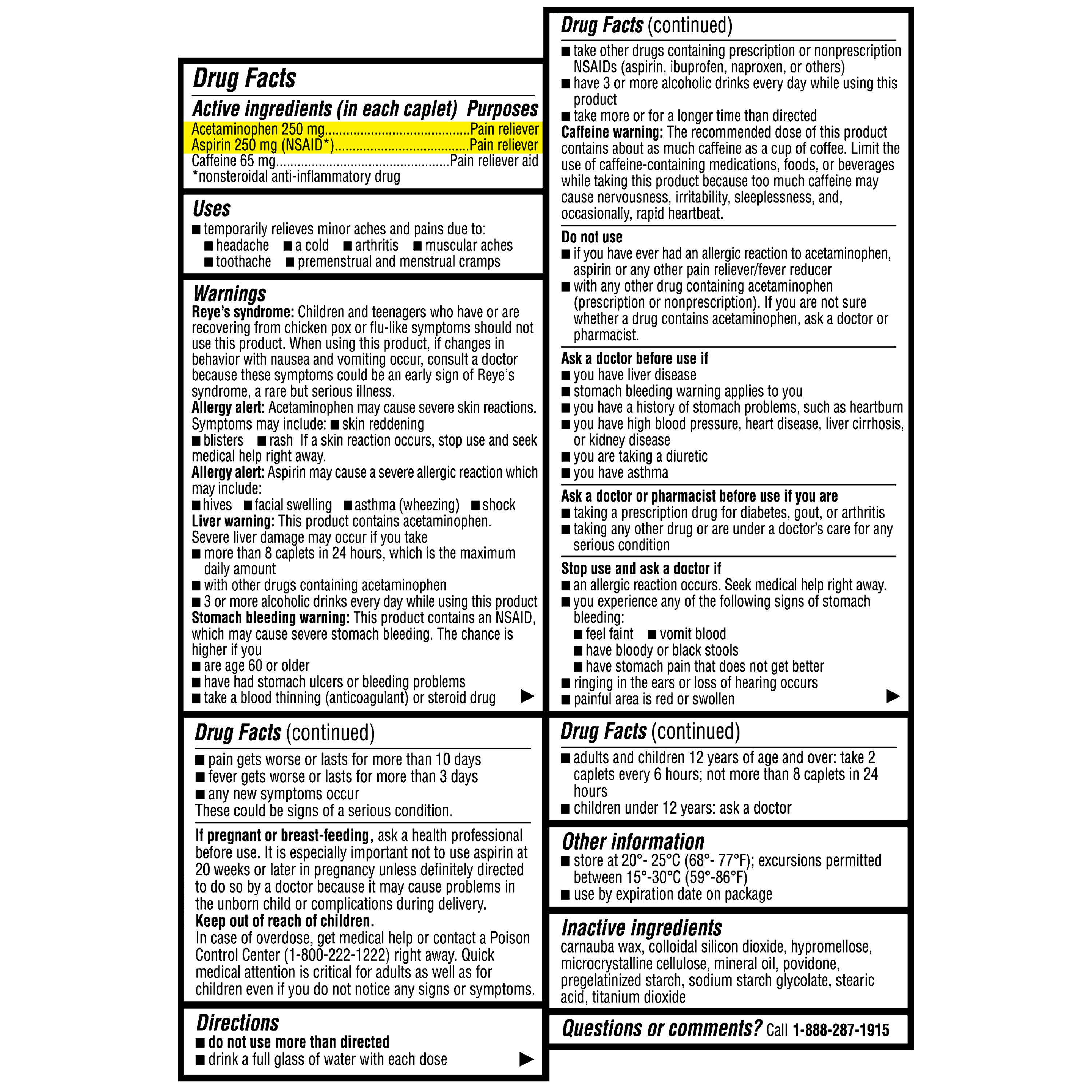 Equate Caplets de Alivio de Dolor de Cabeza de Fuerza Extra Acetaminofén, Aspirina y Cafeína, 200 unidades (2x100), Comparar con Ingredientes Activos de Excedrin® Caplets de Fuerza Extra 4
