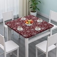 thumbnail image 3 of Red and Black Christmas Snowflake Pattern Square Fitted Tablecloth with Elastic Edge,Square Table Cover,Washable Elastic Table Cover for Home Kitchen Party Decor 36"x36", 3 of 6