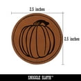 thumbnail image 2 of Hand Drawn Round Pumpkin Doodle Fall Thanksgiving Halloween 2.5" Faux Leather Round Engraved Iron-On Patch - Brown, 2 of 6