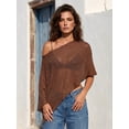 thumbnail image 5 of LMLYSoH Womens Knitted Ponchos Tops Shimmer Solid Shawl Wraps Comfortable Asymmetry Cape for Spring Summer, 5 of 9