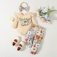 thumbnail image 2 of CAUYDY Infant Girl Clothes Set Preemie Girls Long Sleeved Bodysuit Baby Fall Winter Romper Toddler Going Home Outfit 0 3 6 9 Months 1T 2T Sizes 6-12 Months,Khaki, 2 of 8
