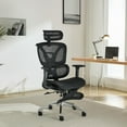 thumbnail image 1 of BeesClover Chaise de Bureau Ergonomique en Maille avec Accoudoirs 3D Réglables, Chaise d'Ordinateur de Bureau à Dossier Haut avec Repose-Pieds Rétractable et Roulettes – Chaise de Travail Pivotante Confortable pour Bureau et Maison (Noir), 1 of 7