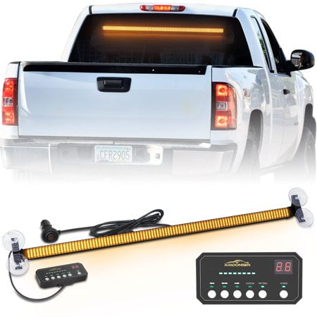 XRIDONSEN 35 inch Traffic Advisor Light Bar 144 LED Amber Strobe Lights Emergency Warning Flashing Safety Interior Windshield wDirectional Arrow for construction Vehicles Snow plow Trucks