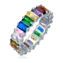 Bling Jewelry Womens Art Deco CZ Emerald Cut Cocktail Statement Ring Silver