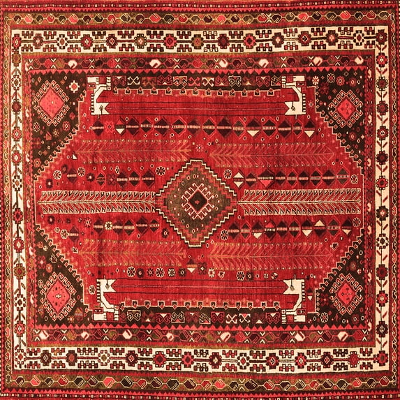 Ahgly Company Indoor Square Persian Orange Traditional Area Rugs, 4' Square
