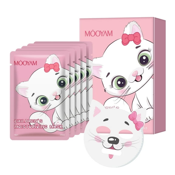 Mooyam 5 Pack Animal Character Face Masks Beauty Sheet Mask for Kids Skin Care Facial Mask Girls Teen Women Spa Hydrating Face Mask Gift, for All Skin Types