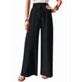 thumbnail image 2 of Pantalones de Salón de Pierna para Mujer, Cintura Alta, Ajustables, con Nudo de Lazo, Holgados. Negro L, 2 of 9