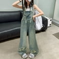 thumbnail image 2 of Splozh Girls Dressy Jumpsuit Girls Denim Overalls Wide Leg Adjustable Big Kids Overall Baggy Boys Y2K Jean Jumpsuits with Pockets Grey,3-4 Years, 2 of 9
