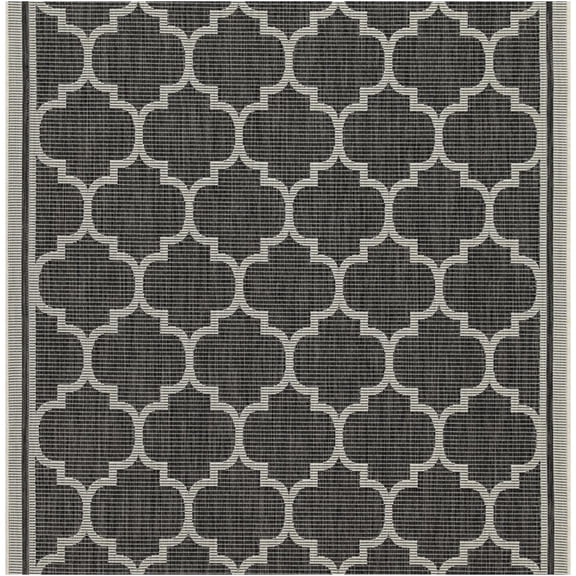 JERFIT 5x7 Indoor Outdoor Rug, Anthracite Trellis Pattern Patio Carpet, All-Weather Polypropylene, Easy Clean Low Pile Mat for Deck, Poolside, Porch, Entryway