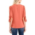 thumbnail image 2 of Womens Bow Detail Puff Sleeve Blouse Top Cameo Coral XS, 2 of 3