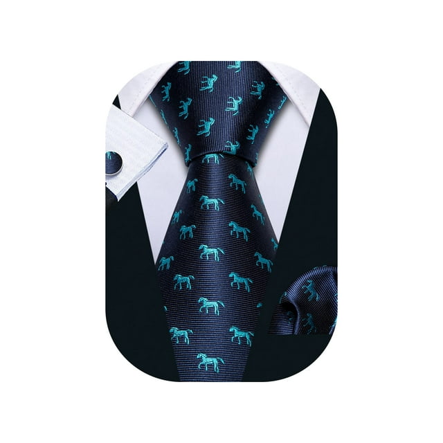 Juego de corbatas Barry.Wang de seda con forma de caballo azul, 8,5 cm x 150 cm