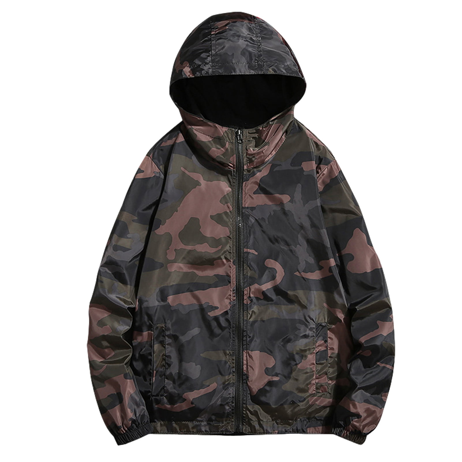 Men Womens Hooded Jacket Camo Coat Breathable Outerwear Pockets Lovers New M-3XL