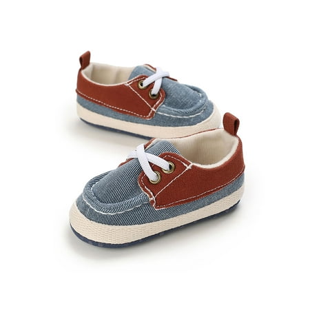

Ymiytan Newborn Flats Slip On Crib Shoes Casual Canvas Sneakers Indoor Comfort Non-Slip First Walkers Moccasin Blue 6-12 months