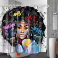 thumbnail image 4 of Cortina de ducha de tela impermeable con estampado de chica negra americana, cubierta para bañera y baño, incluye 12 ganchos antioxidantes., 4 of 5