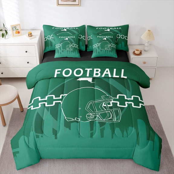 7 Pcs Comforter Set Twin Size,Football Fans Bed in a Bag with Flat Sheet and Fitted Sheet and Adults,Sports Bedding Set with Pillowcase and Sham(New York City)