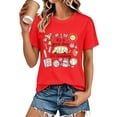 thumbnail image 2 of Endives Women's Short Sleeve T-shirt Plus Size Teacher Shirt Womens Graphic T Shirt Summer Tops Funny Print Crew Neck Casual Loose Cute T Shirts T Shirts for Women Red S, 2 of 7