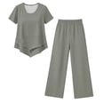 thumbnail image 4 of Clossjun Womens Sets Two Piece Capri Outfits Casual Trendy Fitted Crop Pants and Top Matching Suits Summer Cloths, 4 of 5