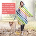 thumbnail image 4 of Pastel Color Checkered Pattern Wearable Oversized Blanket,Wearable Blanket Hoodie for Adults,Cozy Hooded Blankets with Super Pockets,Super Warm Fuzzy Pullover for Women & Men, 4 of 6