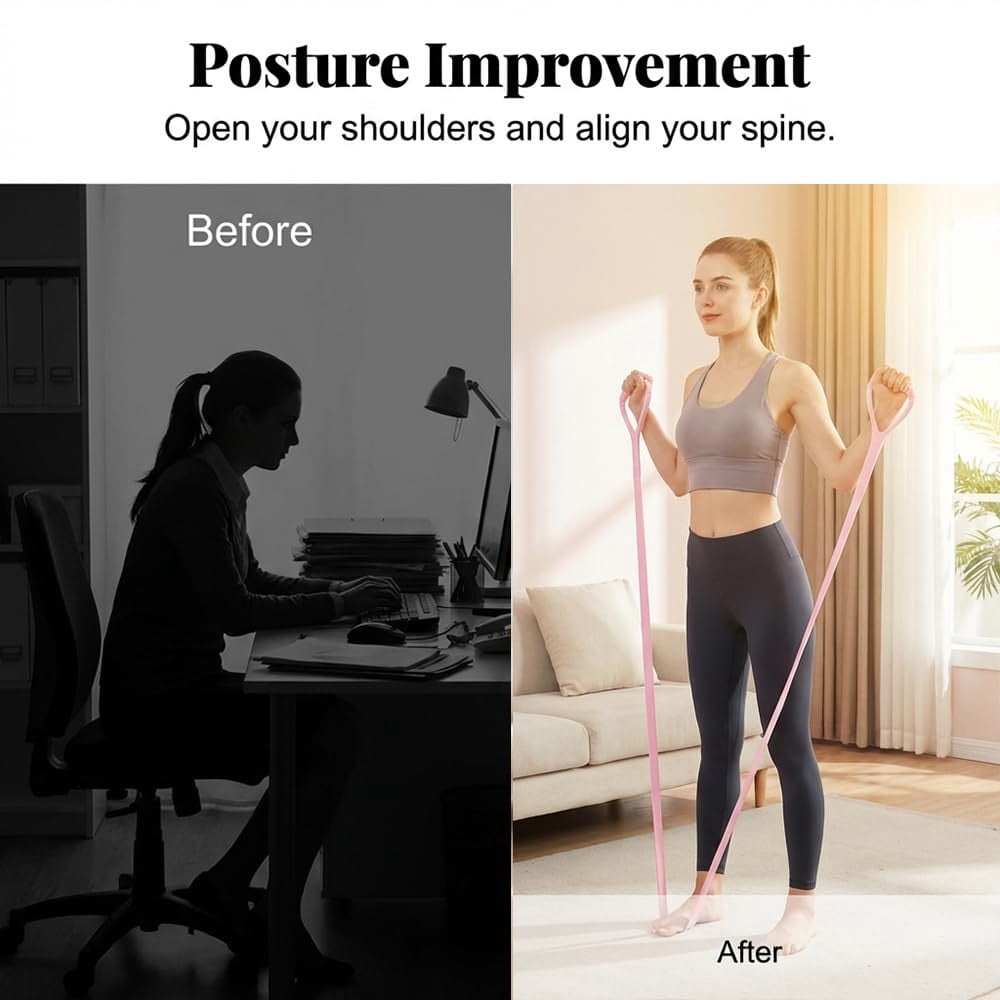 Djiypn 2026 New Figure 8 Resistance Band with Handles, Elastic Bands for Working Out,Arm,Back,Shoulder Training Elastic Ropes,Exercise Equipment for Yoga, Pilates,Physical Therapy Stretching