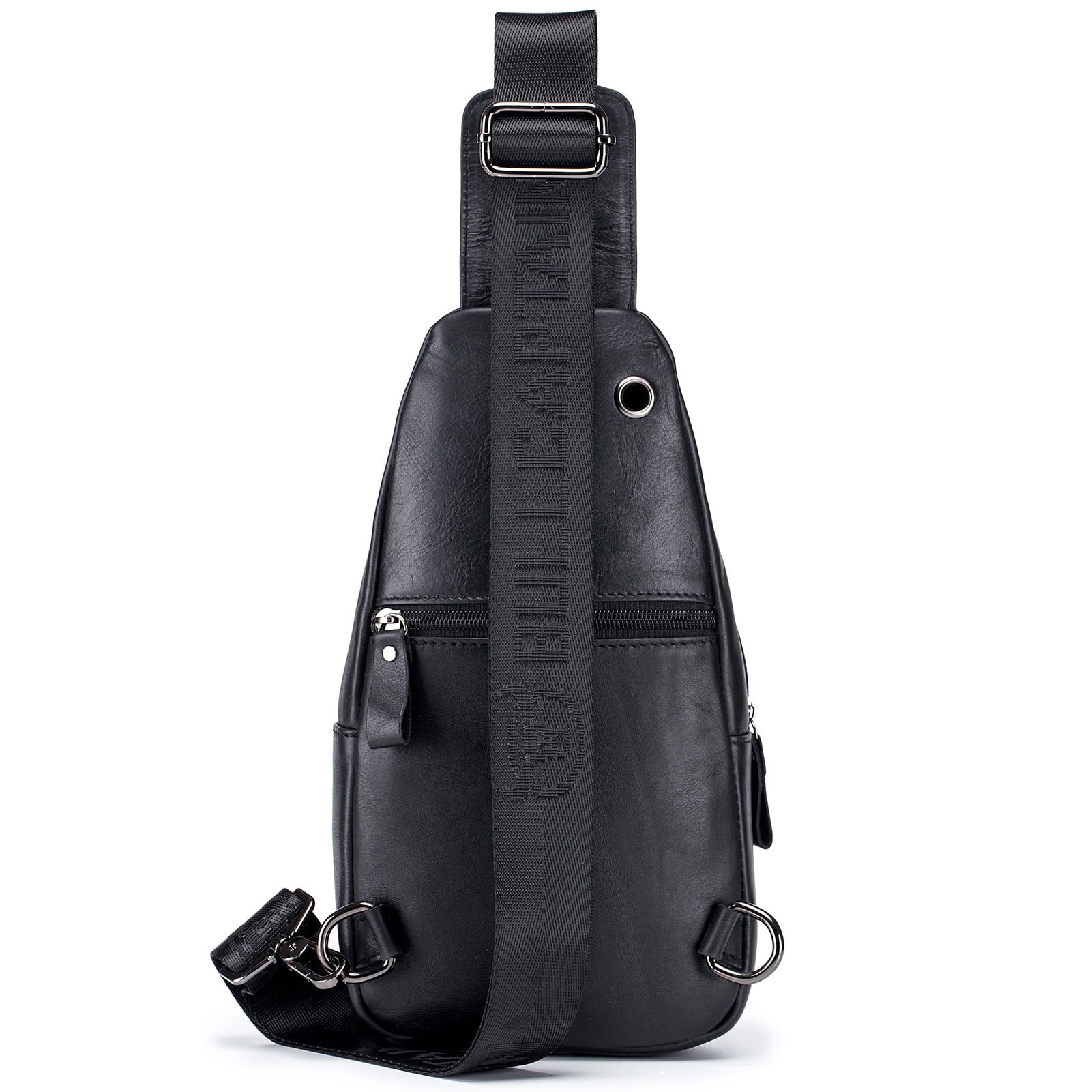 BULLCAPTAIN Men's Leather Sling Bag Waterproof Crossbody Pack Chest Shoulder Backpack for Hiking Cycling Mountaineering Travelling