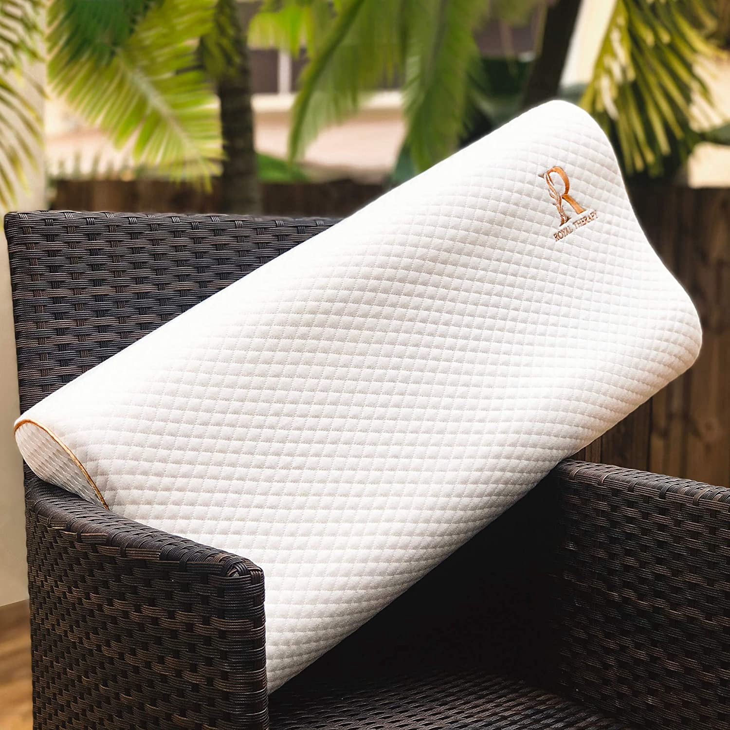Royal Therapy Queen Memory Foam Pillow + Extra Pillowcase, Bed Pillow for Neck & Shoulders for Adult