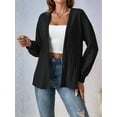 thumbnail image 4 of Womens Cardigan Sweater Long Sleeve Lightweights Open Front Curved Hem Ribbed Knit Cardigan Coat Black M, 4 of 9
