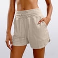 thumbnail image 2 of COMVALUE Women's Athletic Running Shorts 5" Quick Dry Workout Hiking High Waisted Active Exercise (Khaki, L), 2 of 5