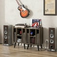 thumbnail image 2 of Giantex Record Player Stand w/Charging Station & USB Ports, Nightstand Sofa Side Table, Storage Cabinet, Album Display Shelf, Grey Oak, 2 of 8