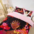 thumbnail image 3 of Castle Fairy Black Girl Lipstick Pattern Twin Duvet Cover,Abstract Graffiti Flowers Artwork Twin Bedding,Pink Black,Grey Reversible,1 Duvet Cover and 1 Pillowcase, 3 of 6