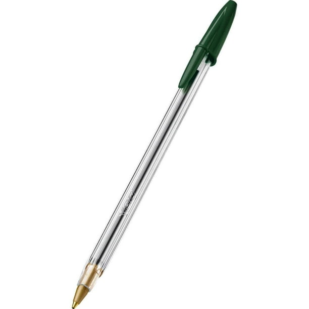 Bolígrafo BIC Cristal, tamaño mediano, punta de 1 mm, color verde, paquete de 50