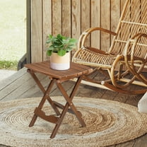 UBesGoo 18" Wood Side Table, Foldable Small End Table, Natural Wood Frame, Walnut