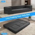 thumbnail image 6 of BALUS Modular Sleeper Sofa Bed - Velvet Foldable Sectional Couch, No Assembly, Pet-Friendly & Space-Saving Design, Dark Grey, 6 of 8