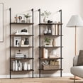 thumbnail image 2 of Gymax 2 PCS 5 Tier Ladder Shelf 71'' Wall-Mounted Bookshelf Display Storage Organizer, 2 of 9