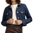 thumbnail image 3 of Cropped Jean Jacket for Women Long Sleeve Button Down Cropped Denim Jacket for Women Trendy XL, 3 of 10