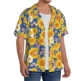 thumbnail image 2 of KLL Vintage White Yellow Sunflower Print Men's Shirt Short Sleeve Button Down Summer Cuba Beach Shirts- 4X-Large, 2 of 5