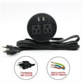 thumbnail image 2 of Power Grommet with USB for Desktop Desktop Power Data Outlet with 2 AC Outlets and 2 USB Ports Black A US Plug 2USB, 2 of 6