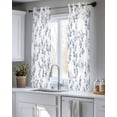 thumbnail image 5 of Blue Leaves Sheer Curtains 54 Inch Length 2 Panels Set for Living Room/Bedroom, Summer Botanical Elegant Pastoral Kitchen Curtains Grommet Semi-Sheer Curtains Drapes Voile Window Treatments 42"x54"x2, 5 of 7