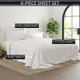 thumbnail image 3 of 6-PC Short Queen Sheet Set - (Extra Pillowcases, Fitted Sheet & Flat Sheet) 600-Thread-Count 100% Egyptian Cotton, Soft Breathable - Long Staple 600TC Cotton, 15-Inches Deep Pockets - White, 3 of 7