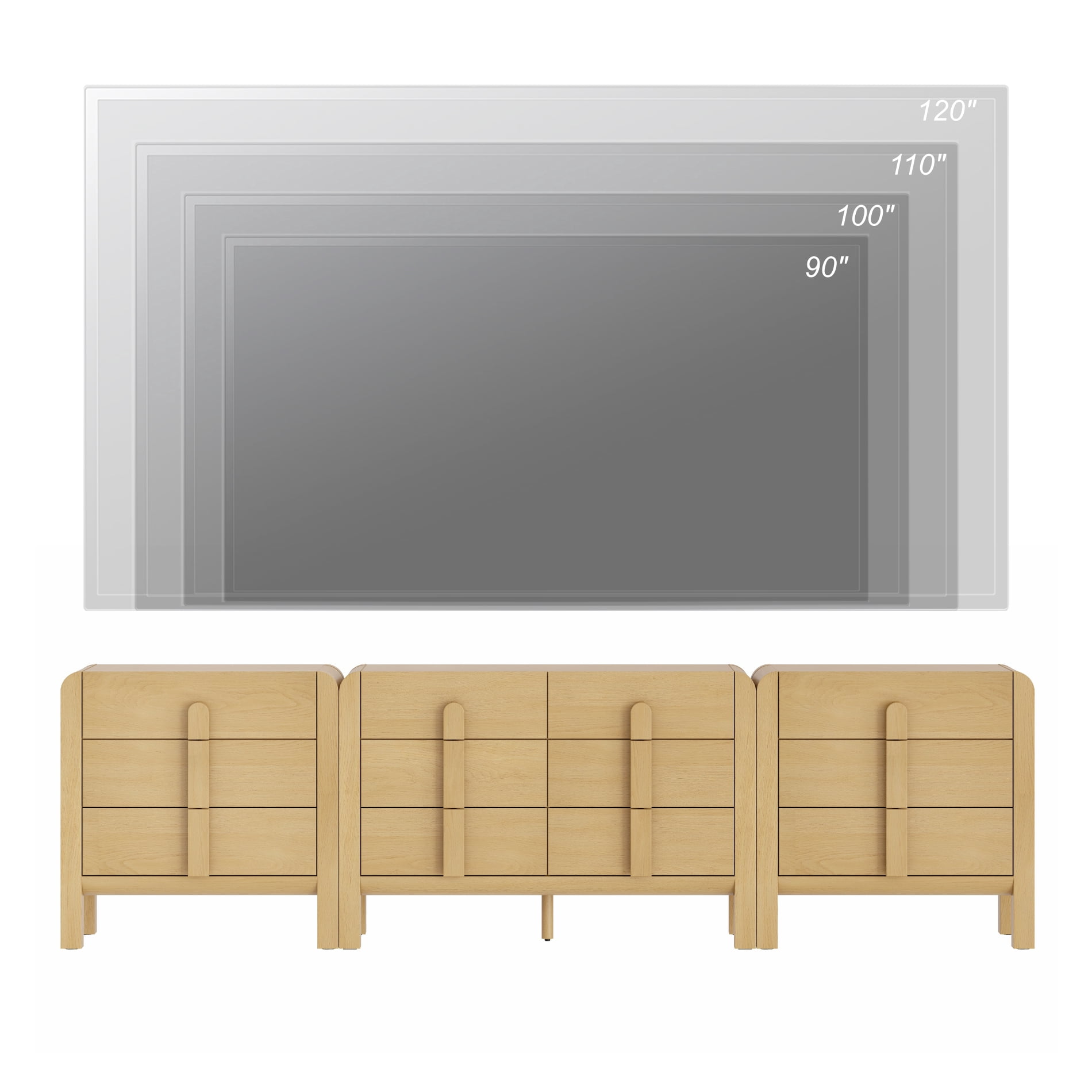 Modern Dresser TV Stand for TVs up to 120 inch, 3-in-1 Mid Century Entertainment Center with Storage, Wood Media Console Table with 12 Drawers for Living Room Bedroom