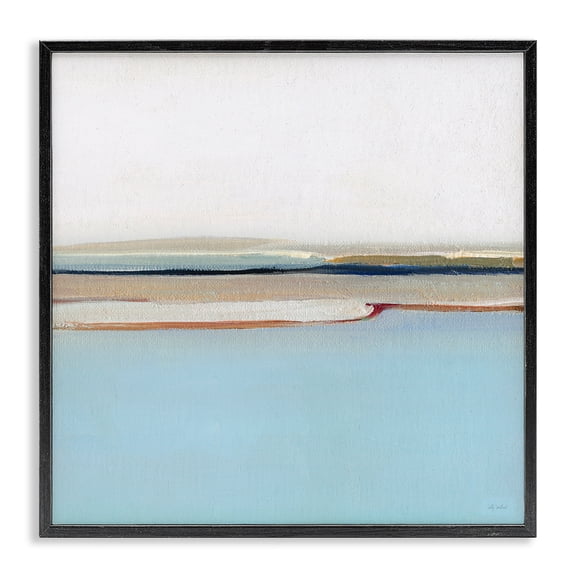 Stupell Industries Contemporary Serene Minimal Shoreline at Dawn Black Framed Giclee Art, 12 x 12, by Sally Swatland