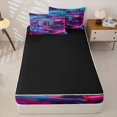 thumbnail image 4 of Manfei Neon Pink Race Car Zipper Twin Comforter Sets with Fitted Sheet and 2 Pillowcases,Speed Games Zipper Bedding Set,Black Reversible,4pcs, 4 of 8