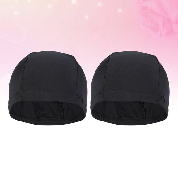 Worgeous  2 Pcs Hats Swim Cap for Braids Shower Caps Men and Women Black