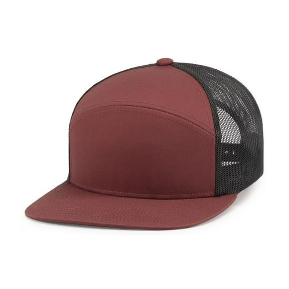 Pacific Headwear P787.833.OS 6-Panel Arch Trucker Snapback Cap, Brick & Light Charcoal - One Size