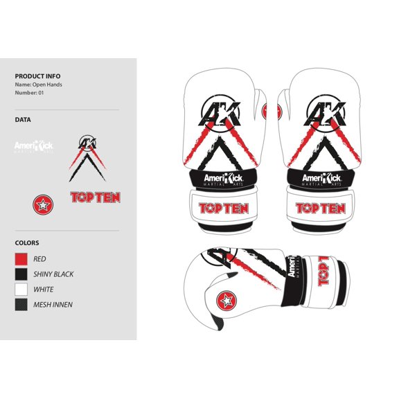 Amerikick Top Ten Open Gloves model 2019-2020, 21656-6