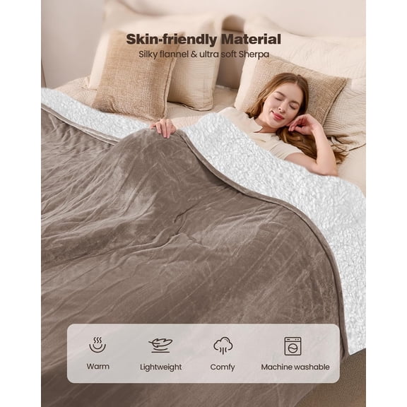 Electric Blanket King- Soft Heating Blanket, Dual Control & 9 Heat Levels, 10H Timer, Soft Flannel to , Fast Heating Electric Throw, Machine Washable, Gift for Mom, Dad, 90"x100" Camel