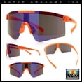 thumbnail image 2 of Xloop Boys Child Size MTB Shield Color Mirror Rimless Plastic Sport Sunglasses [Orange - Blue Mirror], 2 of 6