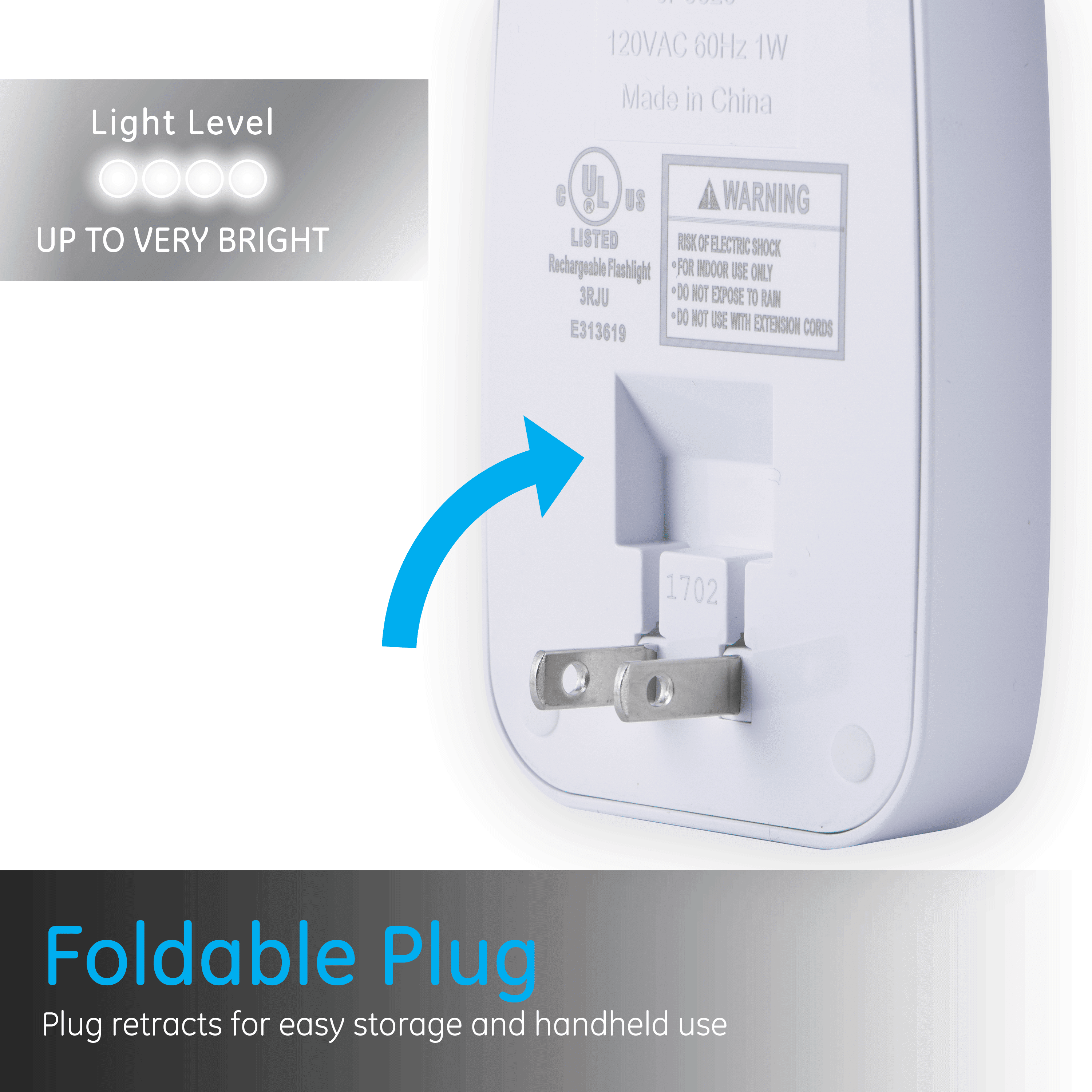 11096: 3-in-1 Rechargeable LED Power Failure Night Light Operation 