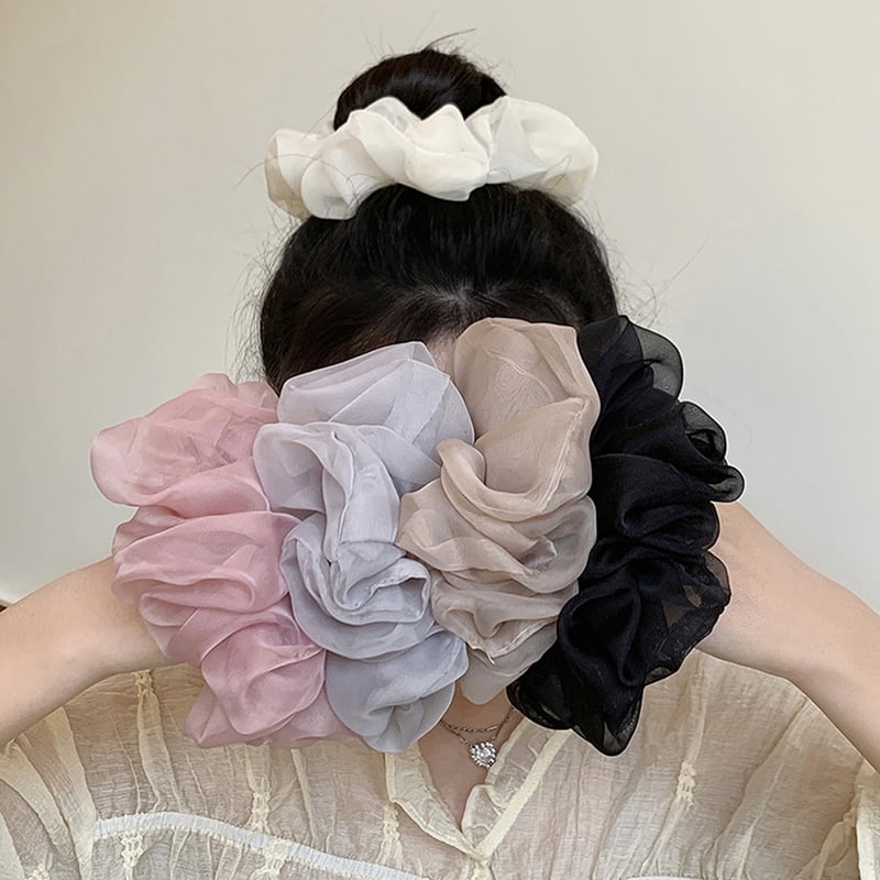 Woman Large Organza Scrunchies Girls Sweet Chiffon Rubber Tie Band Elastic Hair Bands Ponytail Holder Ins Hair Accessories