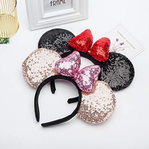 Diadema con orejas de ratón, 2 piezas, diadema de lentejuelas con purpurina, diadema para Seamoy Seamoy
