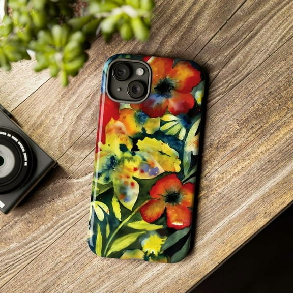 Watercolor Floral Phone Case for iPhone – Vibrant Flower Design Protective Cover, Compatible with iPhone 16 15 14 13 12 11 Pro Max